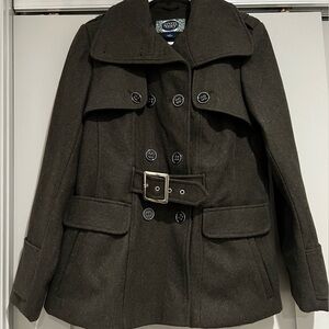 Dark Green Belted Peacoat
